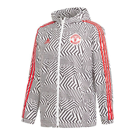 Corta-vento Manchester United Adidas - Branco e Preto