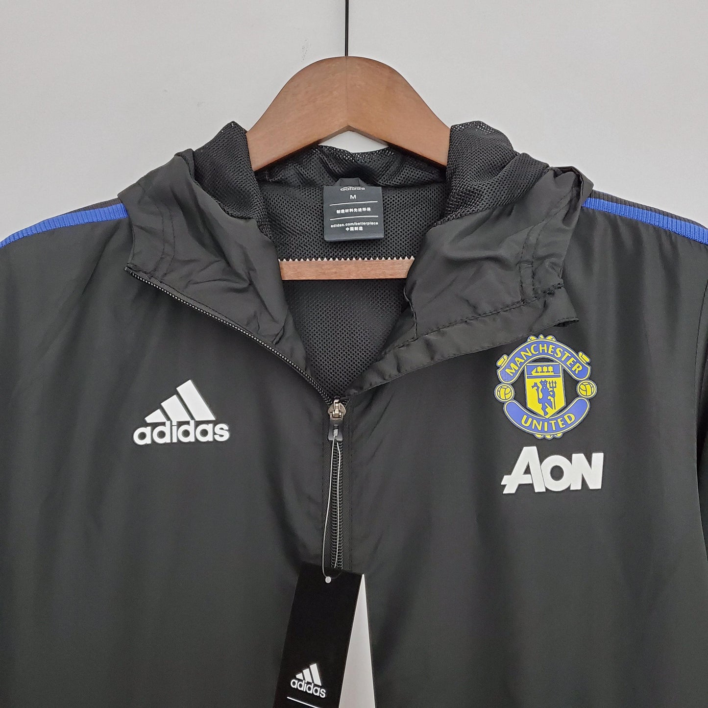 Corta-vento Manchester United Adidas - Preto e Azul