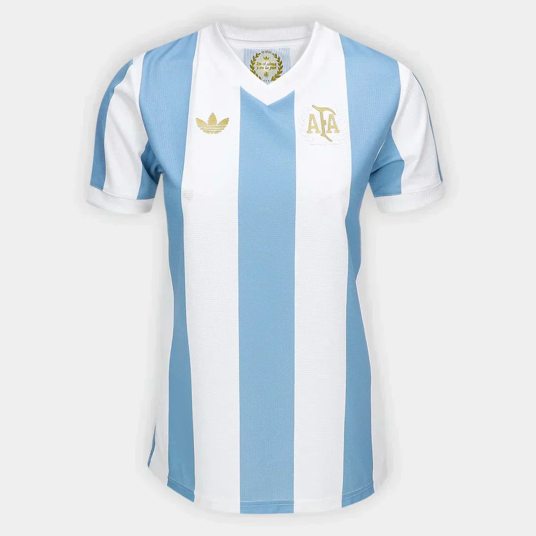 Camisa Argentina 25/26 Comemorativa 1974 Adidas Feminina - Azul+Branco