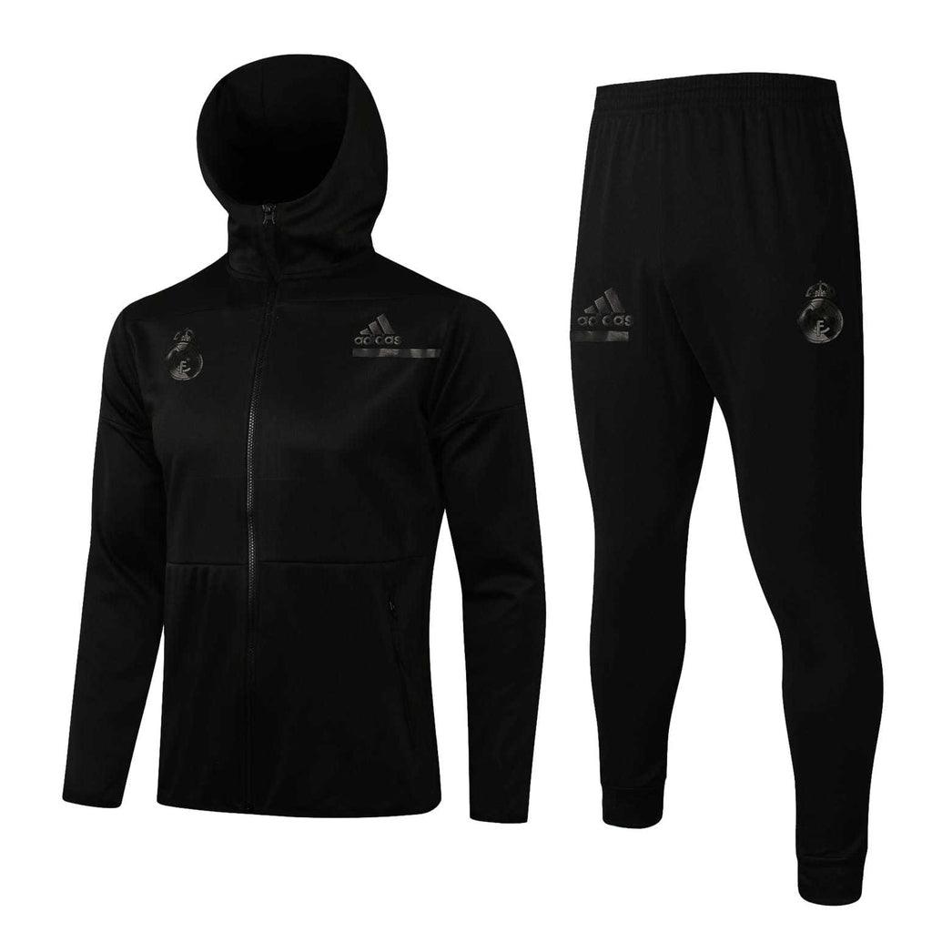Conjunto Inverno Real Madrid Preto Adidas - Com Fecho e Capuz