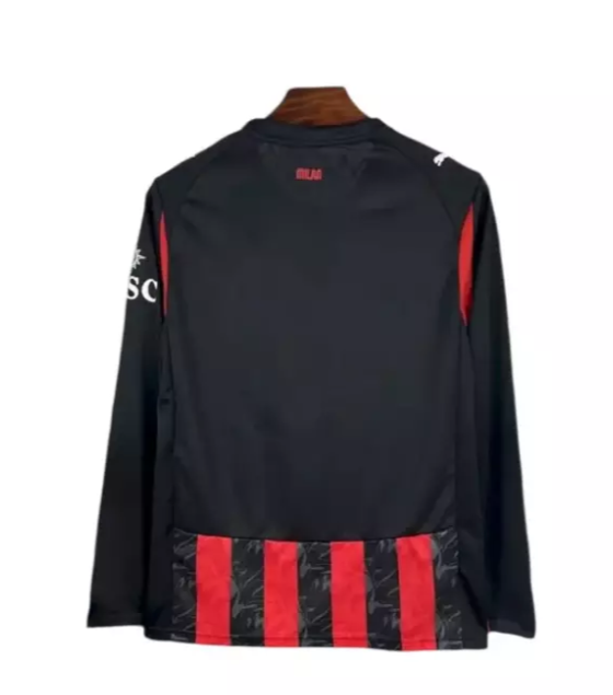 Camisa Milan I 25/26 Manga Longa - Torcedor Puma Masculina - Vermelha e Preta